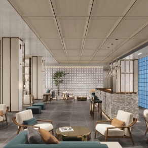 新中式酒店大堂3D模型下载